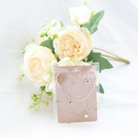 NEW 14K Yellow Gold Lucky Star Layered Luxury Necklace - Picture 4 of 6